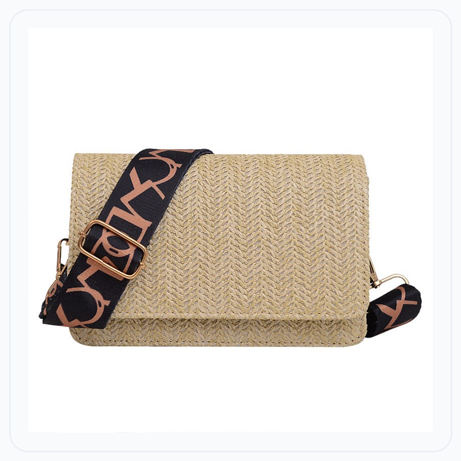Simple Color Straw Small Square Bag Crossbody