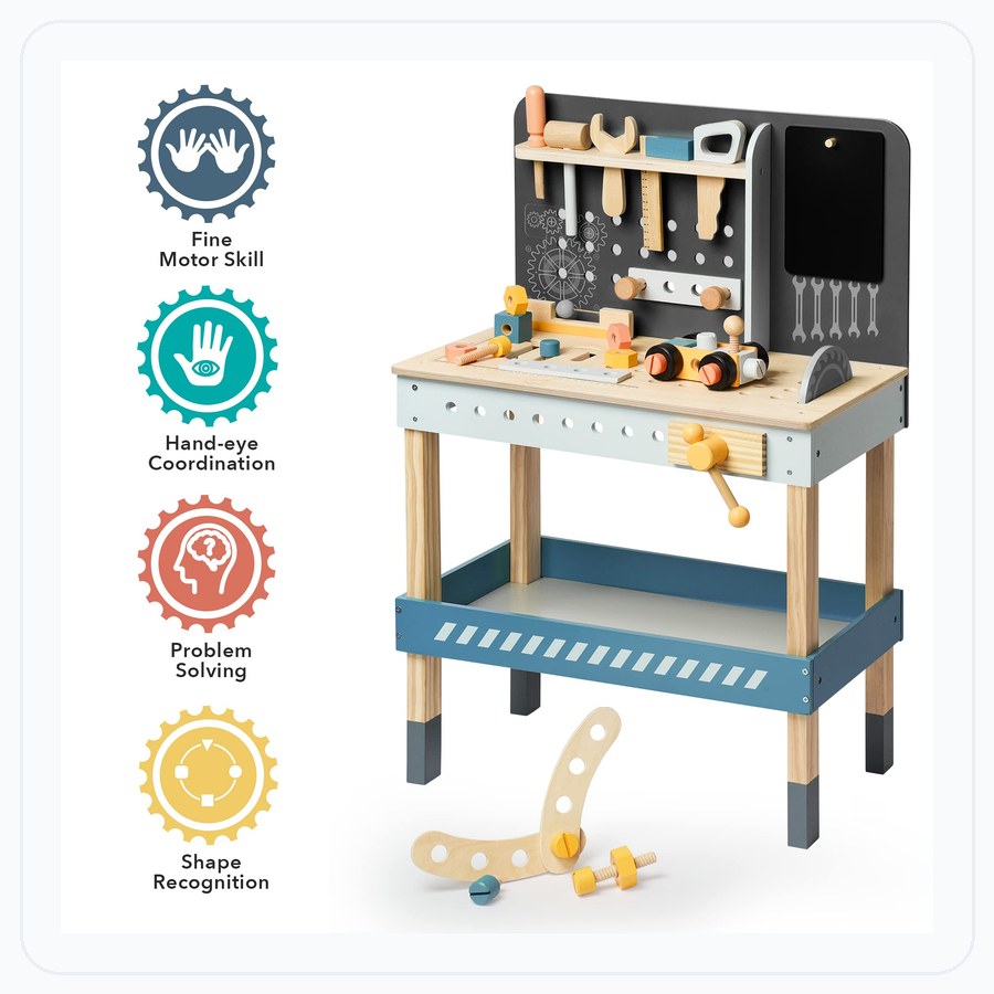 Wooden Tool Bench for Kids